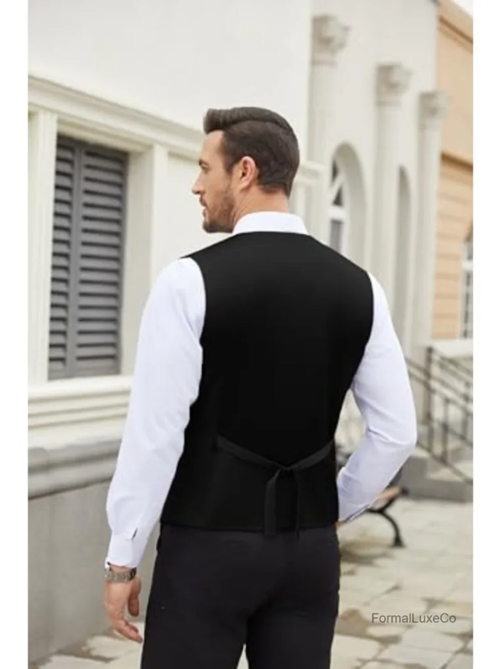 Men's Slim Fit Suit Vest, Formal Business Waistcoat with Adjustable Back